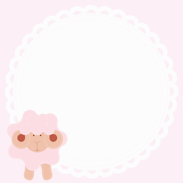 baby cute round frame with sheep on a pink background. - Vektori, kuva