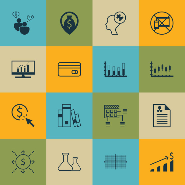 Set Of 16 Universal Editable Icons For SEO, Airport And Statistics Topics. Includes Icons Such As Human Mind, Square Diagram, PPC And More. - Διάνυσμα, εικόνα