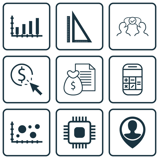 Set Of 9 Universal Editable Icons For SEO, Airport And Computer Hardware Topics. Includes Icons Such As PPC, Report, Comparsion And More. - Vector, Image