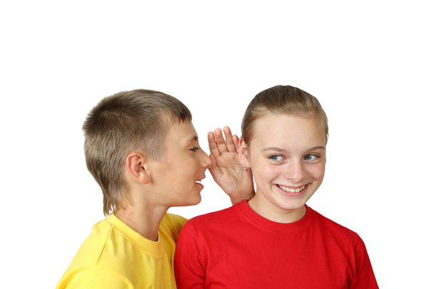 Boy telling secret to girl - Foto, Imagem