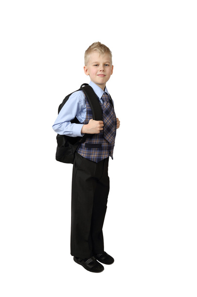 Schoolboy with school backpack - Φωτογραφία, εικόνα