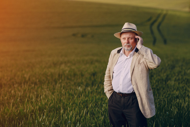 old man in field - Photo, Image
