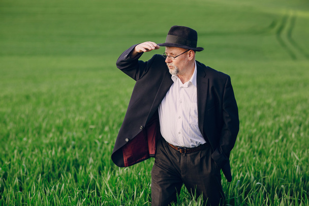 old man in field - Foto, afbeelding