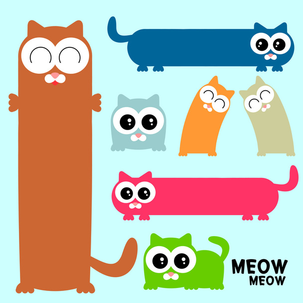 Cute childish set of funny colorful cats - Vetor, Imagem