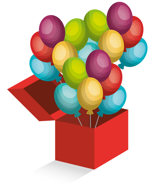 Wonder box with balloons - Vektor, Bild