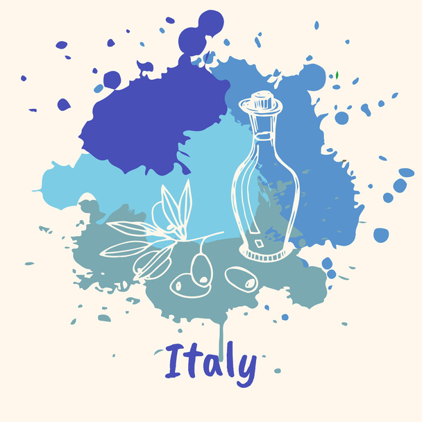 Italian Emotive Motive with Culinary Attractions - Vetor, Imagem