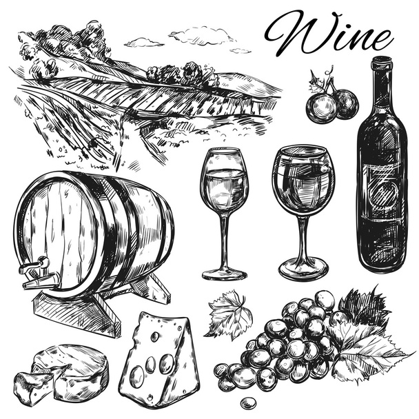 Винный виноградный набор икон
 - Вектор,изображение