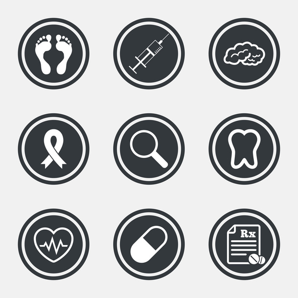 Medicine, medical health and diagnosis icons. - Διάνυσμα, εικόνα