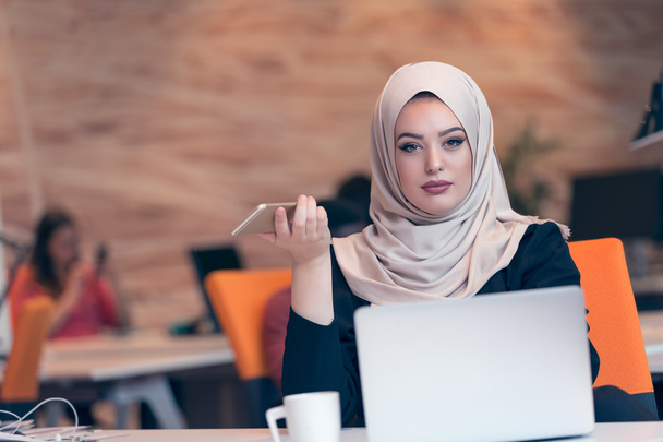 Young Arabic business woman working startup office.  - 写真・画像
