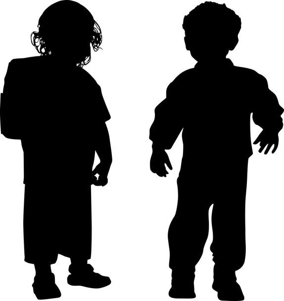 Silhouettes of kids - Vector, Image