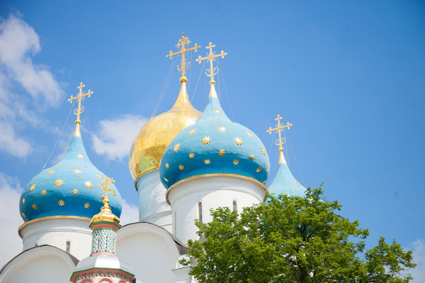 Domes of the assumption Cathedral of the Trinity-Sergius Lavra. The town Sergiev Posad, Moscow region - Foto, Imagen