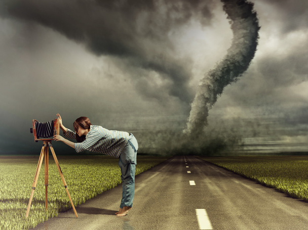 Photographer and tornado - Photo, Image