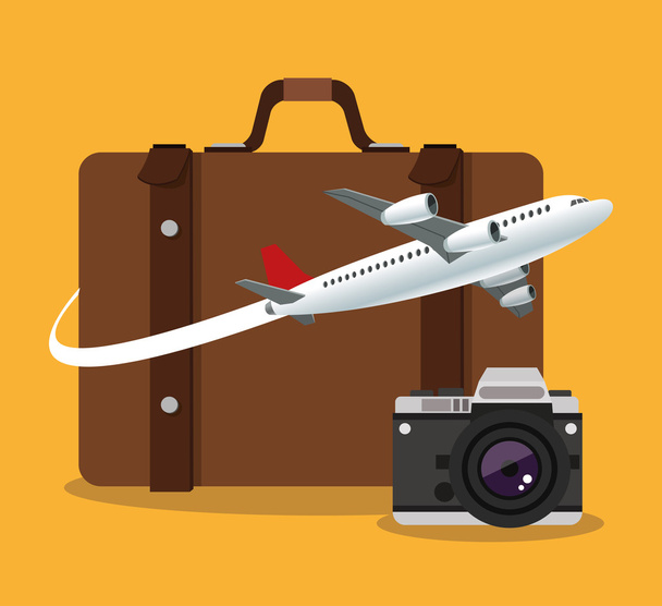 スーツケースと旅行デザインのカメラ - ベクター画像