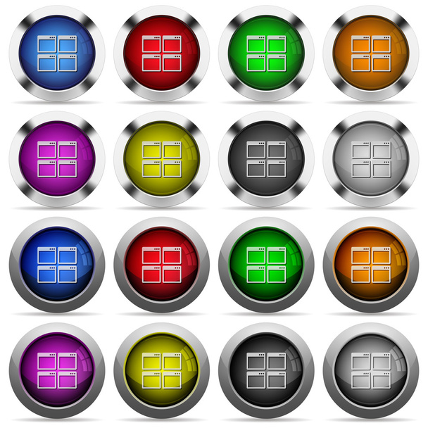 Mozaik pencere görünüm modu parlak düğme kümesi - Vektör, Görsel