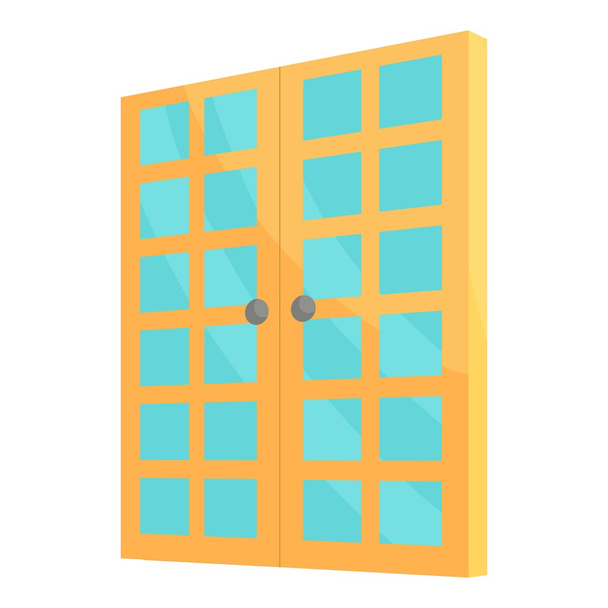 Піктограма подвійних дверей кімнати, мультиплікаційний стиль
 - Вектор, зображення