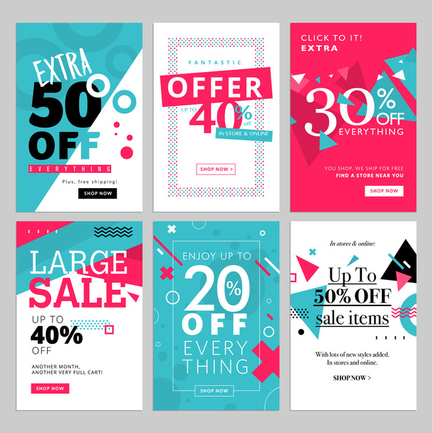 Social media sale banners, and ads web template set - Vector, Image