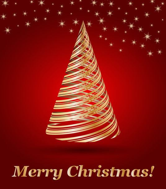 Stylized vector gold Christmas tree - Vector, Image