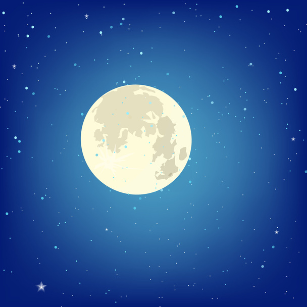 Background with full moon on a dark sky with stars. Vector illustration - Vector, Image