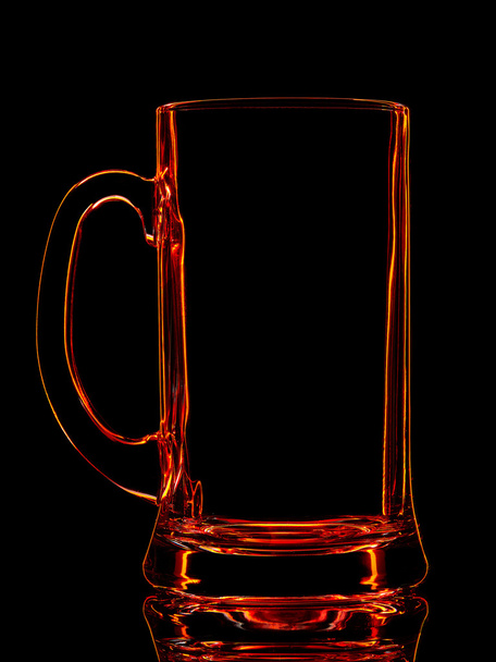 Silhouette of red beer glass on black - Φωτογραφία, εικόνα