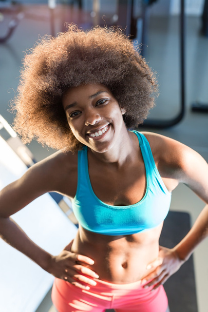 afro american woman in gym - 写真・画像