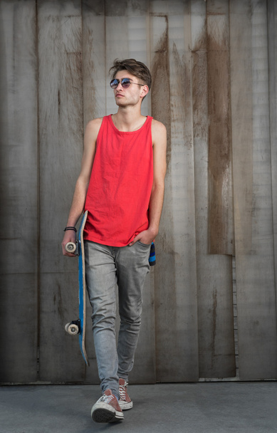man with blue skateboard - Zdjęcie, obraz
