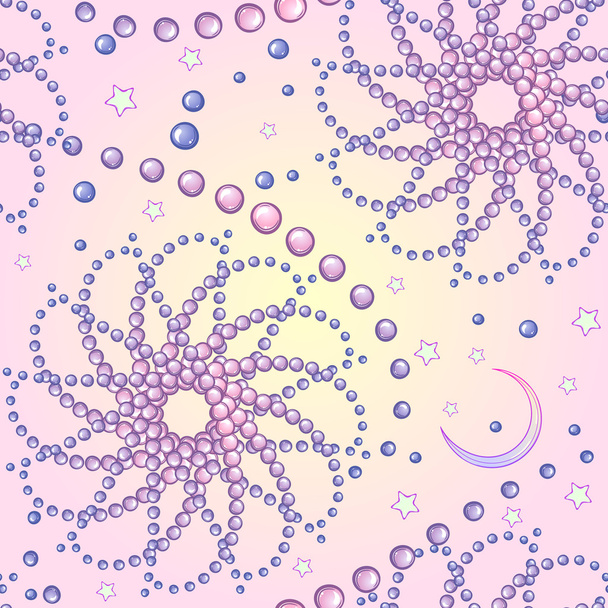 Pastel goth stars and pearls seamless pattern - Vector, Image