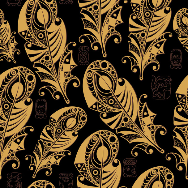 Ethnic Maya texture with a totem 15 - Vector, Imagen