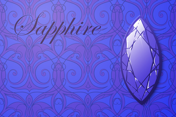 Sapphire gemstone on pattern background - Διάνυσμα, εικόνα