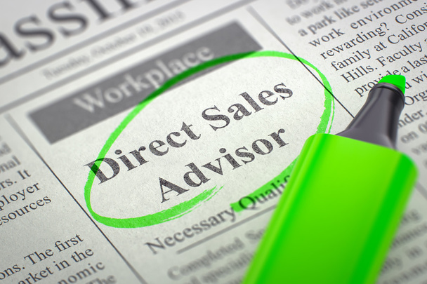 Direct Sales Advisor Hiring Now. 3D Render. - Photo, Image
