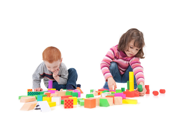 Kids building block towers - Photo, Image