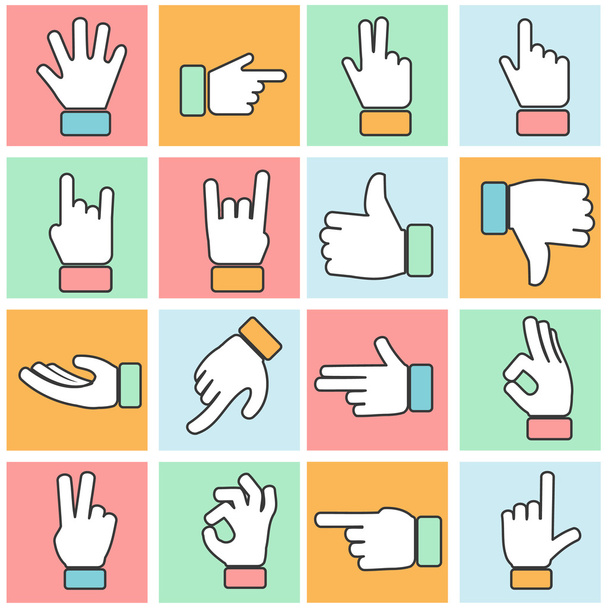 Hands icons set - Vector, Image
