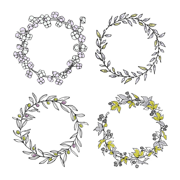 Floral wreath set - Vektor, Bild