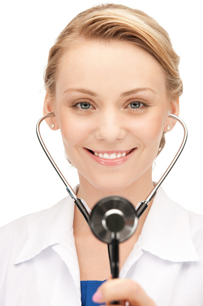 Attractive female doctor with stethoscope - Φωτογραφία, εικόνα
