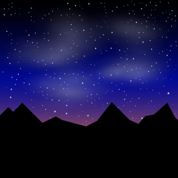 Vektor schöne nächtliche Landschaft mit Sternen und Silhouette Berg - Vektor, Bild