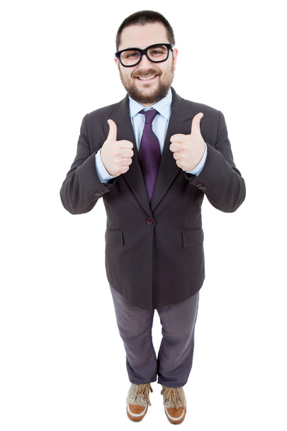 businessman full body going thumbs up, isolated - Photo, Image