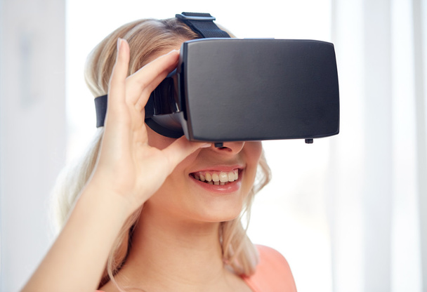 woman in virtual reality headset or 3d glasses - Foto, imagen