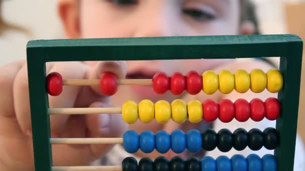 Little girl count on abacus - Footage, Video