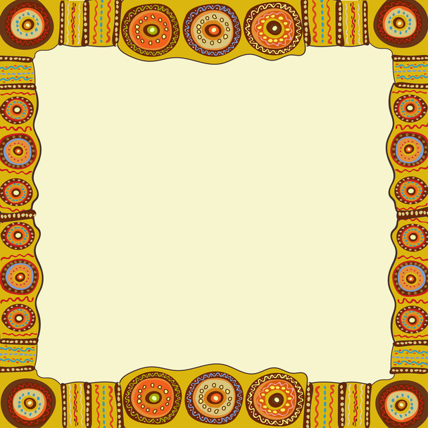 Ethnic hand painted square frame. - Vektor, Bild