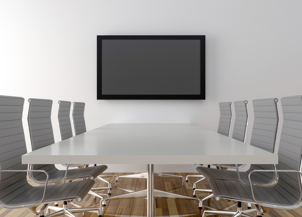 Sala de conferências com TV LCD em branco no fundo
 - Foto, Imagem