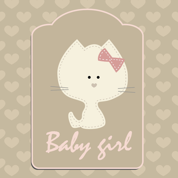 cute baby background for girl with a kitten.  - Vector, afbeelding