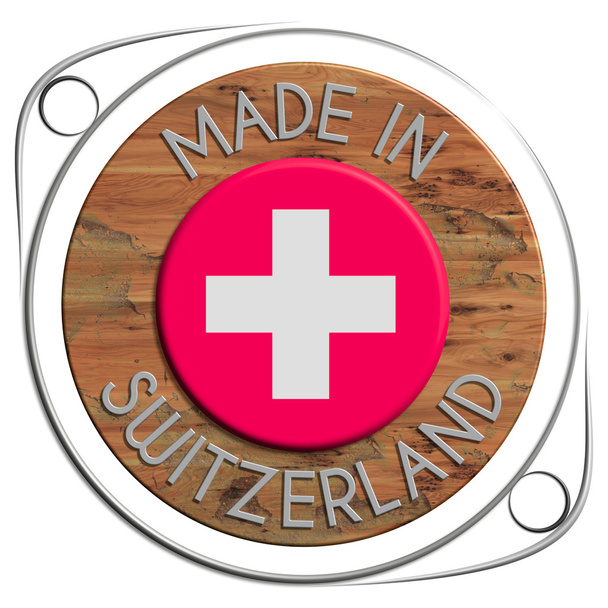 Made of metal and grunge wooden SWITZERLAND - Φωτογραφία, εικόνα