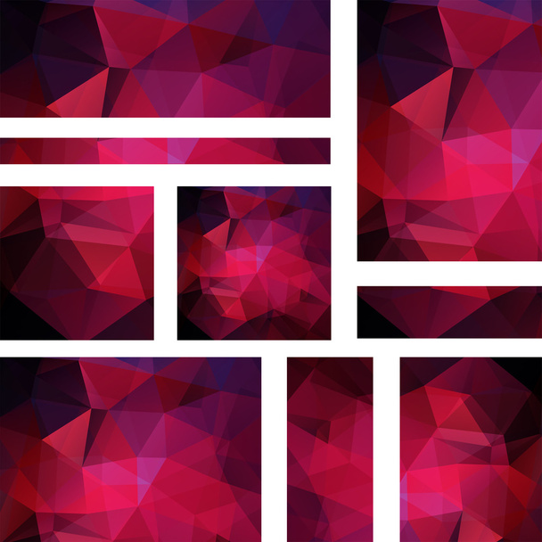 Abstract dark pink banner with business design templates. Set of Banners with polygonal mosaic backgrounds. Geometric triangular vector illustration. - Vector, Image