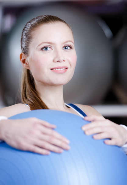 Athlete woman with gym ball - Foto, Bild