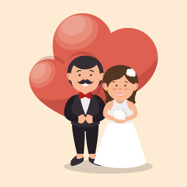 noiva e noivo casamento amor coração design gráfico
 - Vetor, Imagem
