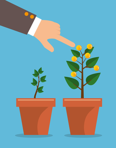 plant growing coins business - Vector, Image