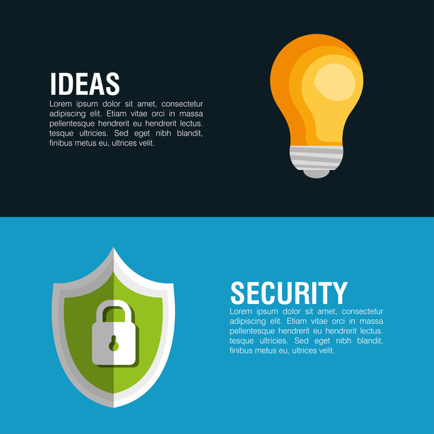 idea security system lock shield banner icon - Vector, Image