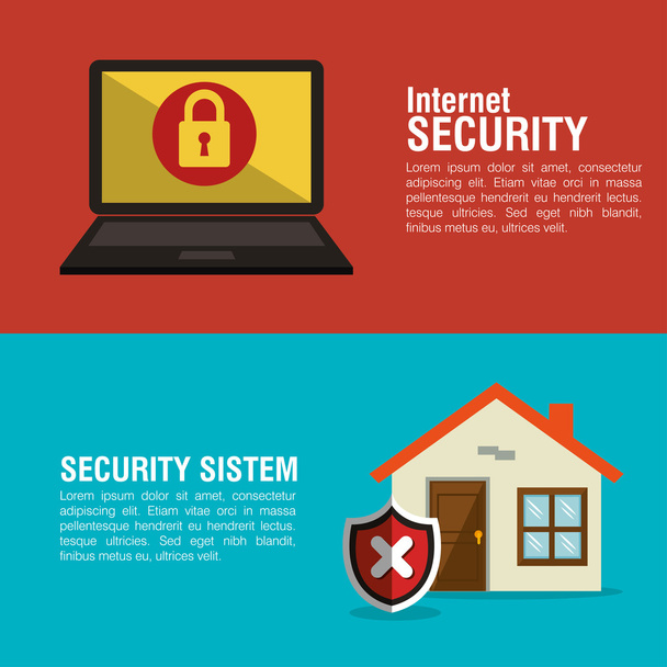インター ネット ホーム スマート セキュリティ システム - ベクター画像
