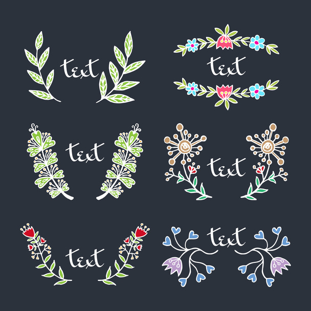 Set floral romántico en estilo retro
 - Vector, imagen