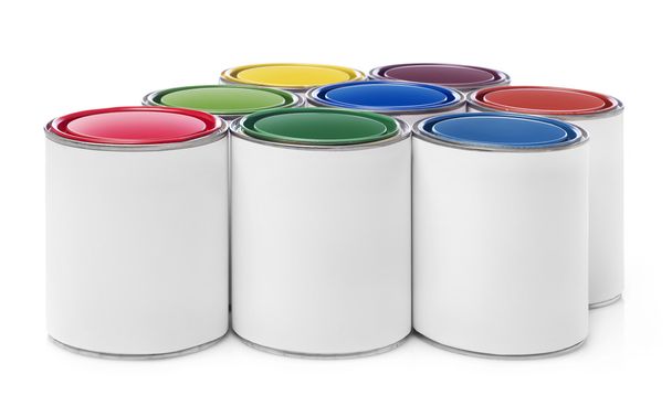 Multi-colored paint cans - 写真・画像