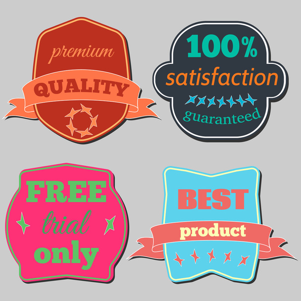 Set of Vector Badges with Ribbons. - Vector, Image